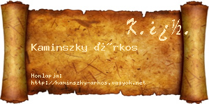 Kaminszky Árkos névjegykártya